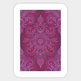 Magenta, Pink & Coral Protea Doodle Pattern Sticker